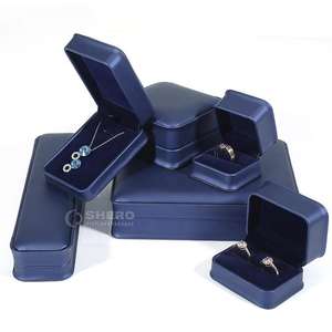 Wholesale <b>Blue</b> White Custom Premium PU Leather Set Boxes for Necklace Bracelet Ring Earrings Boxes Jewelry Box - Product Image 3