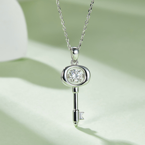 Moissanite Collane con ciondolo con diamanti 0.5 CT danza galleggiante a forma di 925 in argento Sterling collana da ballo per donne gioielli moglie - Product Image 2