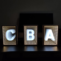 Grand miroir LED magique tunnel infini 3D en verre acrylique néon pour Glam DC 12V pour Glam 3000K Blanc Chaud Décoration d'intérieur
