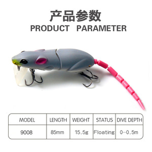 Señuelo de Pesca de Rata de Superficie de 15.5g, Señuelo de Rata Multisección, Señuelo Artificial, Crankbait de Rata, Wobbler, Pesca, Señuelos <span class=keywords><strong>para</strong></span> Lubina - Product Image 6