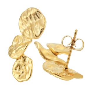 yunnique Gold Irregular Petal Stud <b>Earrings</b> 18K Titanium Steel Ceramic <b>Post</b> Fashion Jewelry - Product Image 5