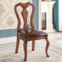 Chaise de salle à manger mobile de style campagnard américain, revêtement en cuir véritable, structure en bois massif, pour la maison, la table, l'hôtel