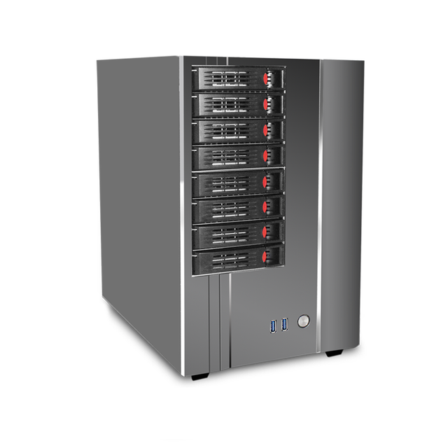 Factory Supply Nas Hdd Enclosure 8 Bay Nas Storage Hot Swap Server case Support MATX ITX Motherboard