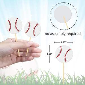 Décorations de cupcakes sur le thème du baseball, avec paillettes, pour fête sportive, baby shower, anniversaire de garçon - Product Image 2