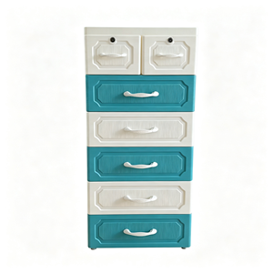 Meuble de rangement à <span class=keywords><strong>6</strong></span> <span class=keywords><strong>tiroirs</strong></span> en <span class=keywords><strong>plastique</strong></span> 49x31x105CM, commode colorée pour enfants, organisateur de rangement intelligent pour la maison avec serrure - Product Image 2
