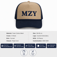 Topi Trucker 5 Panel Berbahan Busa Mesh Bordir Dua Warna Snapback Dengan Tali