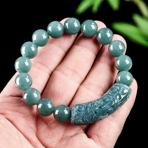 หยกธรรมชาติหยกน้ำเงินสร้อยข้อมือหยก UNISEX รูปแบบมงคลสไตล์จีนของขวัญพร้อมใบรับรองการประเมินราคา SL51 - Product Image 3