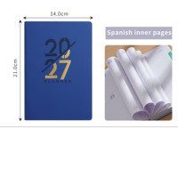 Agenda espagnol 2027 personnalisé avec logo A5, en cuir PU, 365 jours, journal quotidien, hebdomadaire, mensuel, couverture souple, planificateur couleur