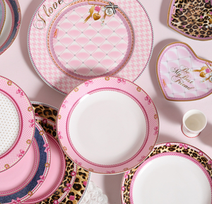 Caja de Regalo de Boda Personalizada, Juego de Vajilla de Cerámica de Lujo, Colección con Estampado de Leopardo Rosa, Platos de Postre Estilo INS Premium, En Stock - Product Image 6