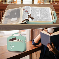 Estuche portátil grande para libros Bolsa de Iglesia Bolsa de cubierta de la Biblia con ranuras para bolígrafos y bolsillo con cremallera