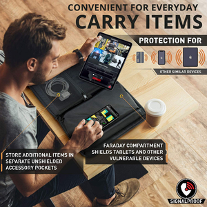 Sac de voyage multifonctionnel pour tablette et téléphone avec poches pour accessoires et pochette Faraday intégrée bloquant les signaux - Product Image 2