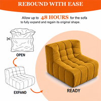 Canapé pouf moderne en chenille moutarde, capitonné et moelleux, sans cadre, une place, pour appartement