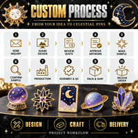 Badge de revers en émail mystique céleste personnalisé, motifs Lune, Soleil, Étoile, Cristal, Tarot, Magie, plaqué or, collection cadeau, épingle métallique en gros