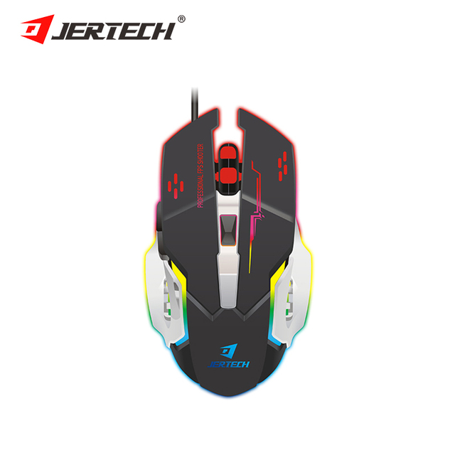 JERTECH JR810 Breathing Led Light Pc Mouse Laptop Universal USB Wired Mouse 5 High Response Buttons 3200 DPI Optical Mouse