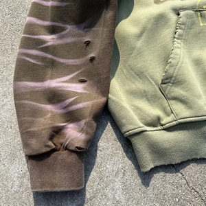 Sudadera con capucha de algodón de 500 g/m² para hombre, con logo personalizado, estilo urbano, lavado ácido, oversize, con cremallera - Product Image 5