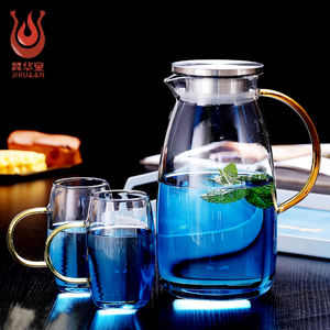 Bouilloire à eau froide en verre borosilicate de haute qualité au design moderne avec couvercle pour eau chaude ou froide, thé glacé, <span class=keywords><strong>vin</strong></span>, café, lait, jus - Product Image 2