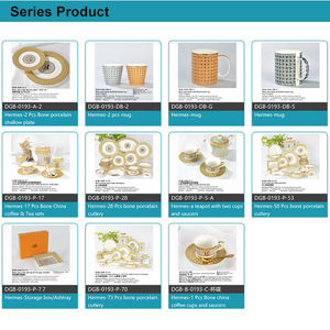 Luxueuze gouden serviesset uit Saoedi-Arabië, rond, inclusief dessertbord, saladekom en dienbladen, voor de eettafel. - Product Image 6