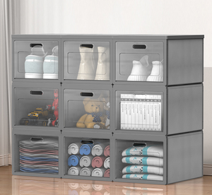 Clear Rectangular Container Heavy-Duty <strong>Stackable</strong> Sustainable <strong>Recyclable</strong> Plastic Storage Crate Tools Shoes Furniture Mesh - Product Image 1