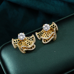 Flower Shape <b>Gold</b> Drop <b>Earrings</b> Micro Insert Party Jewelry Women's <b>Dangle</b> <b>Earrings</b> - Product Image 4