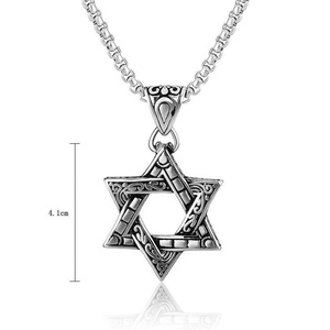 Collar con Estrella de <span class=keywords><strong>David</strong></span> Judía MECYLIFE, Joyería de Acero Inoxidable Antigua, Colgante Religioso para Hombre, Collar con Estrella de <span class=keywords><strong>David</strong></span> - Product Image 3
