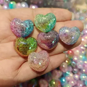 2024 New Mobile Phone Strap Making UV Plated Bubblegum Plastic Beads Kids DIY Beadable Pen Chunky Gradient Acrylic Heart Beads