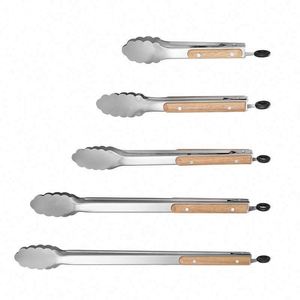 Stainless Steel Food Clip with Wooden Handle for Home Kitchen Baking Outdoor Barbecue Tool Sets Essential - Product Image 1