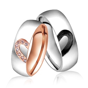 One Pair of Selling <b>Couple</b> Rings 18k Real Gold Plated Stainless Steel Engagement Ring Set Simple Diamond Zircon Ring - Product Image 2