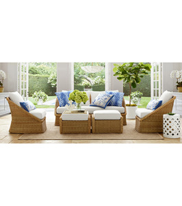 Meubles modernes en osier pour l'extérieur relaxants avec terrasse Ensemble de canapés de jardin en rotin PE à bord tressé - Product Image 1