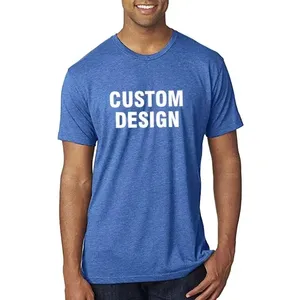 Camiseta personalizada impressão tri mistura tshirt 50% poliéster 25% algodão 25% rayon camiseta