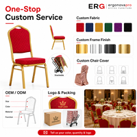 Silla Ergonovapro para Banquetes, Hoteles, Bodas, Eventos, Restaurantes, Conferencias, Apilable, de Aluminio Dorado, Tapizada, para Comedor y Sala de Estar