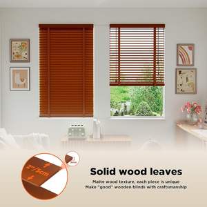 इनडोर खिड़कियों के लिए लकड़ी के ब्लाइंड्स: ठोस लकड़ी के ब्लैकआउट अंधा और रंग, काले बाहर गोपनीयता क्षैतिज अंधा - Product Image 2
