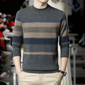 Wholesale Customized 100% Wool Pullover Sweater for Men Round Neck Breathable and Anti-Shrink Features - Product Image 3