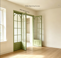 Porte coulissante en verre à 3 panneaux en alliage d'aluminium de style français arqué pour cloison de cuisine, étanche et gain de place, rénovation de la maison