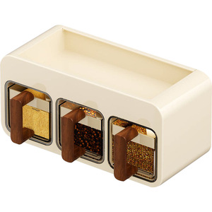 <b>Spice</b> <b>Jar</b> Set Wall Mounted Multi Compartment Sealed Moisture Proof Creamy White L Size For Kitchen Storage - Product Image 5