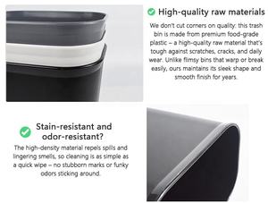 Bidone della <span class=keywords><strong>Spazzatura</strong></span> in Plastica Rettangolare Impilabile e Resistente, Design <span class=keywords><strong>Salvaspazio</strong></span> per Cucina e Casa - Product Image 5