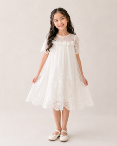 ชุดเดรสลูกไม้ลายดอกไม้สุดหรูพร้อมแขนเสื้อปักลายสำหรับงานแต่งงาน - Product Image 1