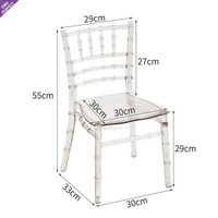 Chaise Chiavari moderne en résine plastique transparente empilable pour enfants, idéale pour les mariages et les banquets.