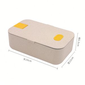 Boîte à bento portable monocouche en paille de blé, écologique, de qualité alimentaire, compatible micro-ondes, en fibre de blé, avec support pour téléphone portable - Product Image 3