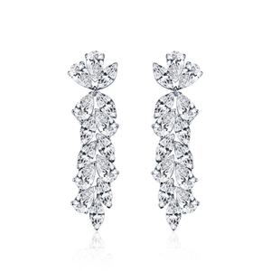 ต่างหูเพชรเลี้ยงในห้องปฏิบัติการ ทอง 18k ต่างหูแบบสั่งทำ ต่างหูแบบติดหู ต่างหูสำหรับผู้หญิง - Product Image 1