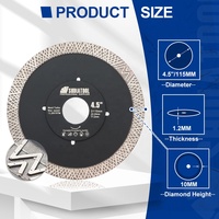Disque de coupe diamanté fin renforcé en W-Mesh de 4,5 pouces, lame de scie circulaire diamantée, disque de coupe diamanté, outil pour carrelage, granit et pierre