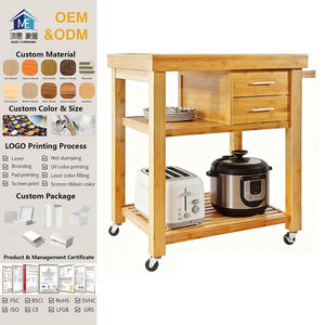 Chariot d'îlot de cuisine en bois Chariot d'armoire de cuisine Chariot à main en bois - Product Image 1