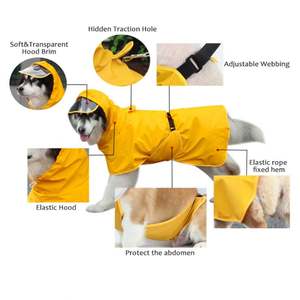 Fast Shipping Cute Foldable Hoodie <b>Dog</b> <b>Raincoat</b> Soft PU <b>Yellow</b> Waterproof Puppy Pet Vest <b>for</b> Outdoor Camping and Hiking - Product Image 3