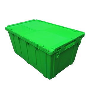 <b>Plastic</b> Storage Container Rectangle Heavy Duty Attached Lid Nest Stackable 35L Capacity Multifunctional Design Moving <b>Tote</b> - Product Image 2