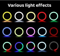 Anneau lumineux LED RGB portable et pliable de 12 pouces avec télécommande, couleur réglable et support de 2,1 m pour maquillage et diffusion en direct