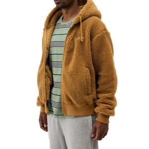 Vêtements d'hiver personnalisés avec logo brodé, veste en polaire sherpa, fourrure chaude et moelleuse, fermeture éclair, sweat à capuche - Product Image 4