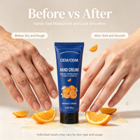 Crème pour les mains à l'orange, marque privée OEM, huile de jojoba, vitamine E, nourrissante, hydratante, parfum d'agrumes, légère, soin des mains rugueuses, douce, 95g