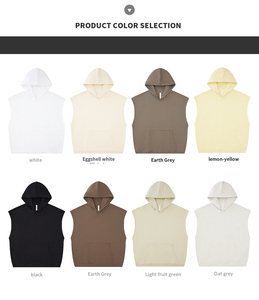 Venta al por mayor camiseta sin mangas de los hombres Casual Color sólido sin mangas con capucha de algodón Hip Hop sudadera gimnasio chaleco personalizado etiqueta privada - Product Image 2