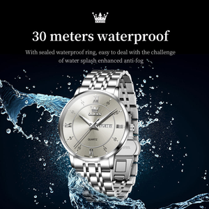 Jam Tangan Quartz Pria OLEVS 3680 Bisnis Diameter 40MM Tali Baja Tahan Karat Solid Tahan Air 30M Analog - Product Image 4