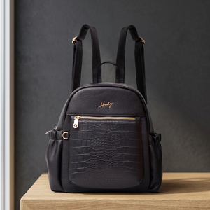 Sac à dos d'été moderne en cuir synthétique croco de qualité supérieure, imperméable, avec fermeture éclair, intérieur organisé et poches extérieures - Product Image 3