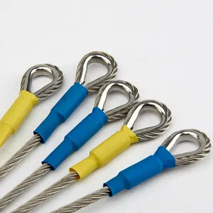 Assemblage de câble métallique en acier personnalisé avec boucles ou assemblage de câble à oeillet de bornes d'extrémité étampées en métal